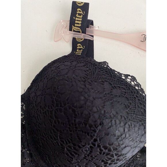 Juicy Couture Sexy Push Up Bra Size 34B Black Lace JC2210C Padded NEW - Picture 5 of 9